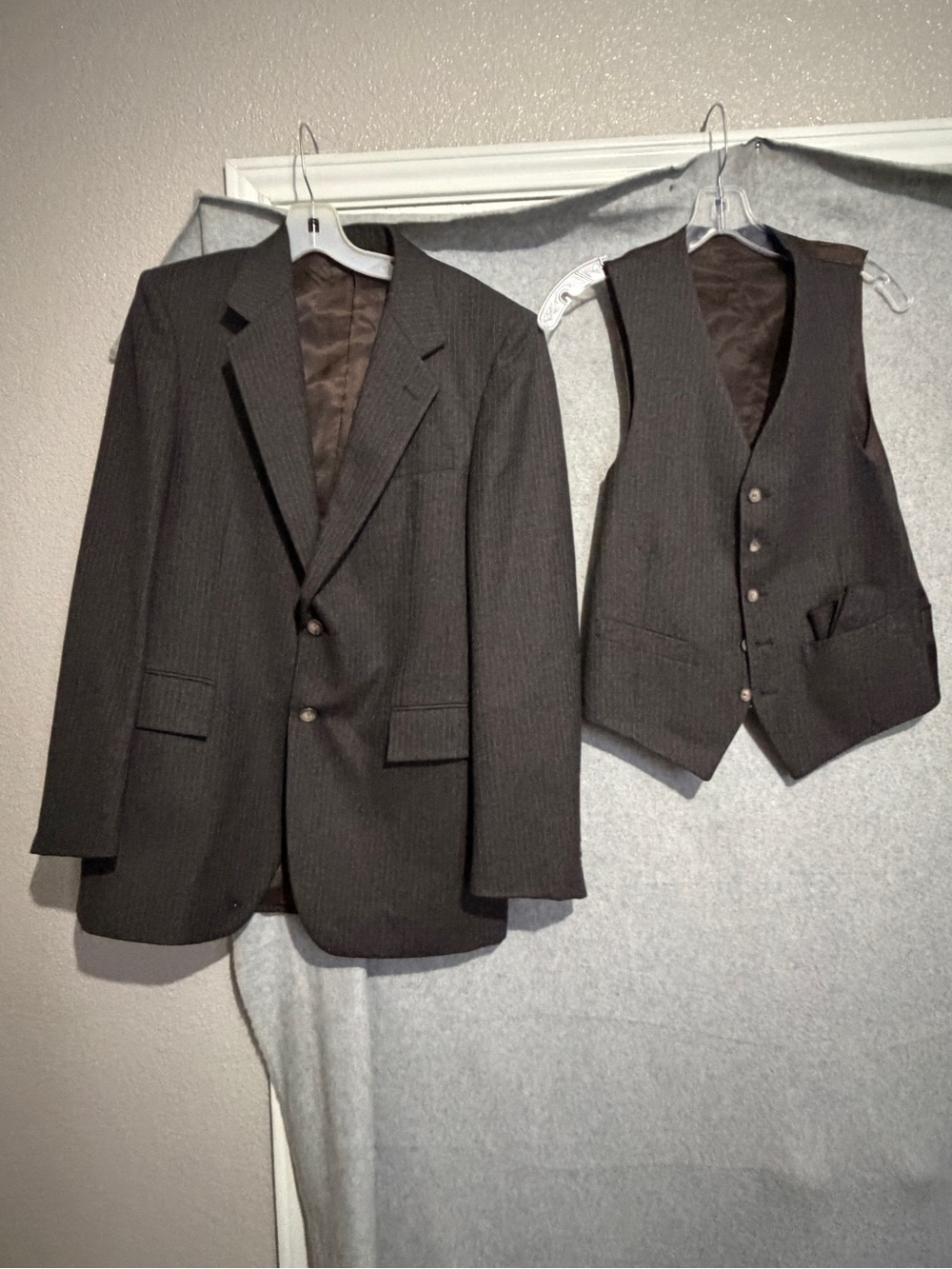 VTG Bamberger’s Wilshire 39R Pure Wool Blazer Vest 2Pc Suit + 1986 Ephemera